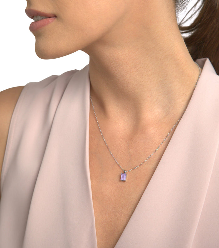 Classic Emerald-Cut Blue Gemstone Necklace