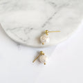 Classic Gold & Pearl Drop Earrings | Minimalist 18K Gold Plated Bridal Pearl Studs
