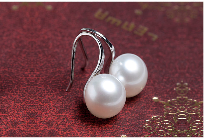 Classic Lustrous Pearl Drop Earrings | Minimalist Silver-Tone French Hook Bridal Earrings