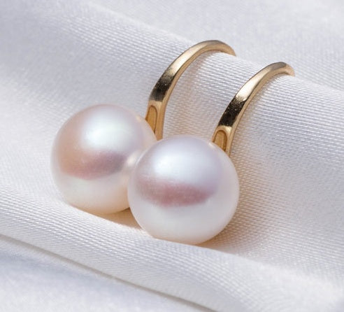 Classic Lustrous Pearl Drop Earrings | Minimalist Silver-Tone French Hook Bridal Earrings