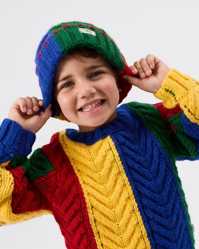 Color Block Cable Knit Sweater