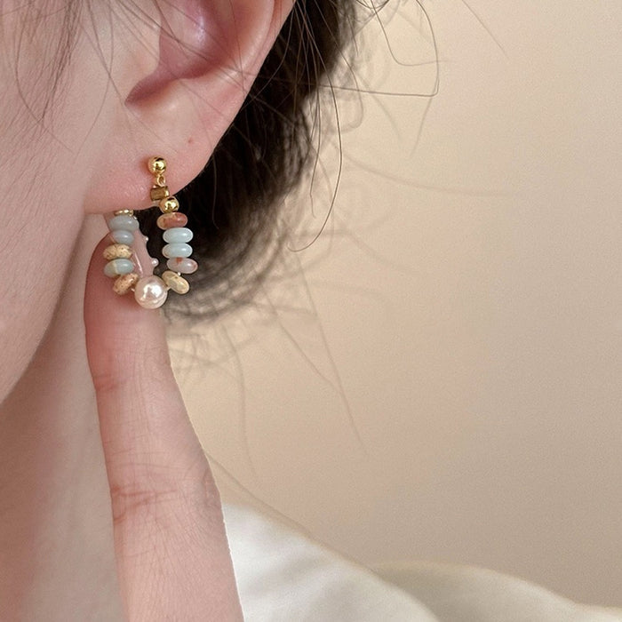 Colorful Dopamine Stone Pearl Earrings