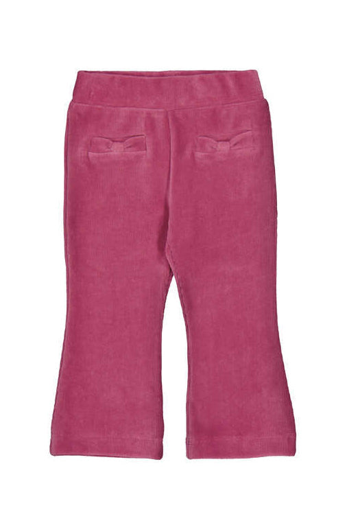 Pink pants with bow details on a white background