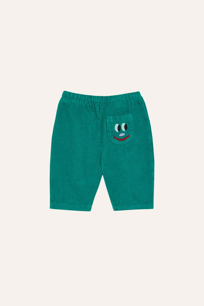 Green corduroy baby pants.