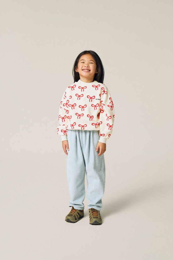 child wearing light blue corduroy pants