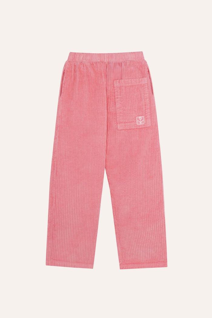 Back of pink corduroy trousers
