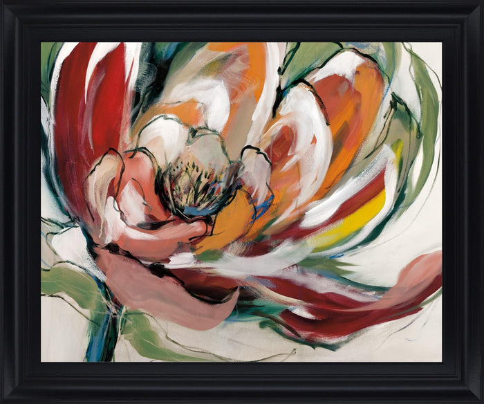 Crimson Blossom Burst - 28" x 34" Framed Wall Art - Red