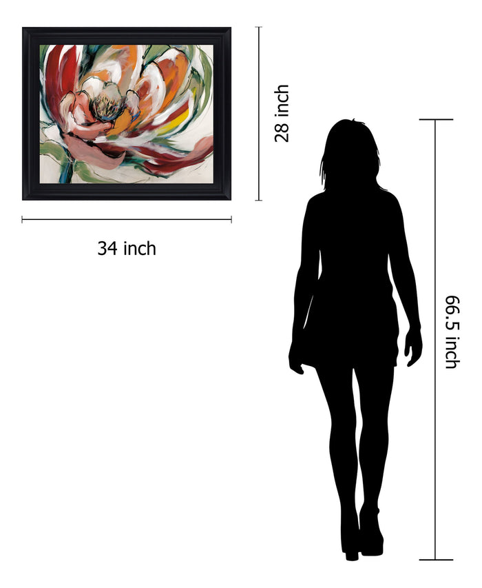 Crimson Blossom Burst - 28" x 34" Framed Wall Art - Red