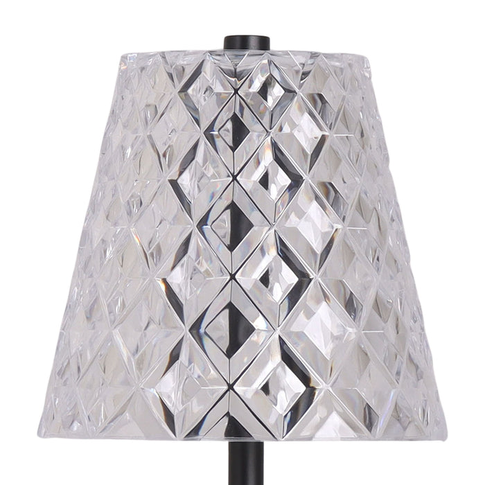 "Crystal Radiance I" Rechargeable LED Metal Accent Lamp (Set of 2) - Matte Black / Clear Gray