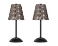 "Crystal Radiance II" Rechargeable LED Metal Accent Lamp (Set of 2) - Matte Black / Smoke