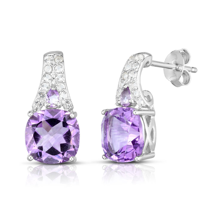 Cushion Cut Gemstone Earrings