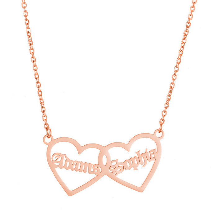 Customized Two-Name Heart Pendant Necklace | Titanium Steel