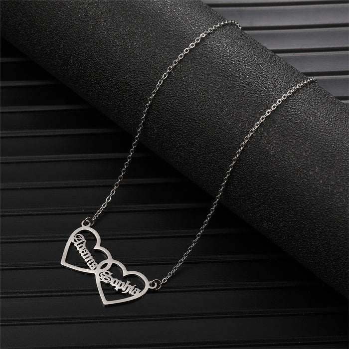 Customized Two-Name Heart Pendant Necklace | Titanium Steel