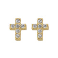 Cute Cross Zirconia Stud Earrings Sterling Silver 18k Gold Plated / Platinum Plated