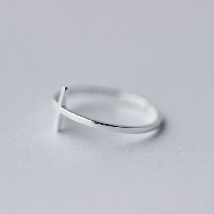 Dainty Open Cross Ring | Adjustable Silver Statement Jewelry for Her