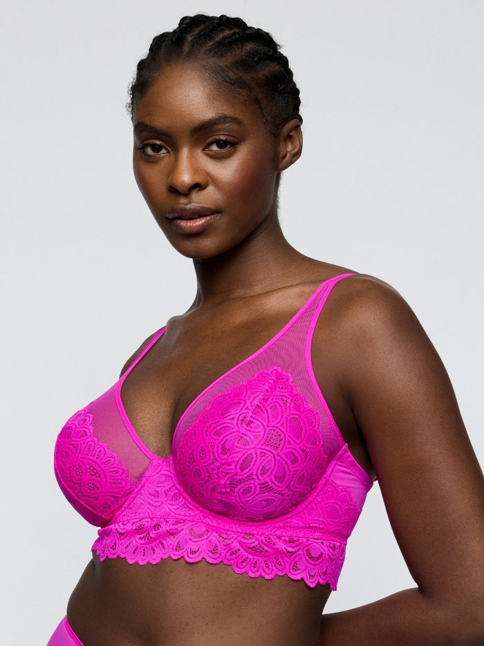 Dear Night Longline Plunge Bra - Influencer Pink