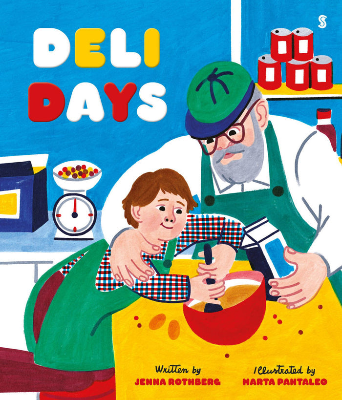 Book cover of 'Deli Days' with a man and child in a deli setting.