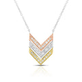 photo of V pendant, .15twt round diamonds set in sterling silver with yellow and rose gold overlay with cable chain