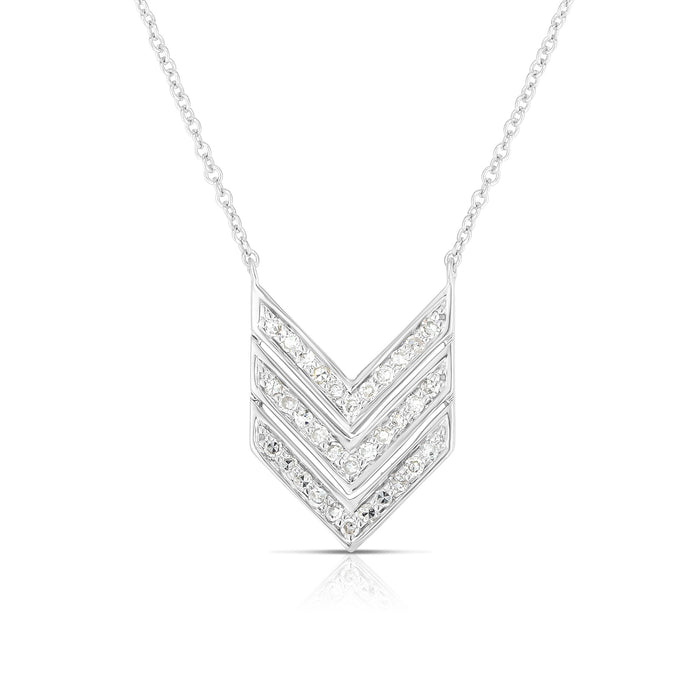 photo of V pendant, .15twt round diamonds set in sterling silver on a cable chain