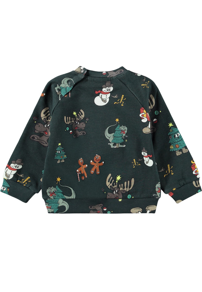 Dark sweatshirt with festive pattern on a white background