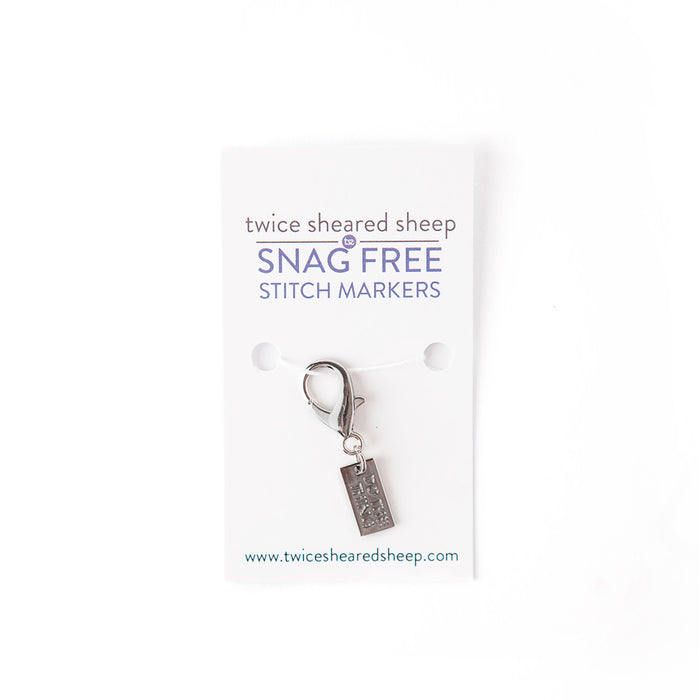 Do The Thing charm stitch marker on Twice Sheared Sheep Snag Free packaging card