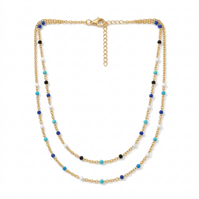 Dopamine-drip Glaze Colorful Bead Titanium Steel Necklace