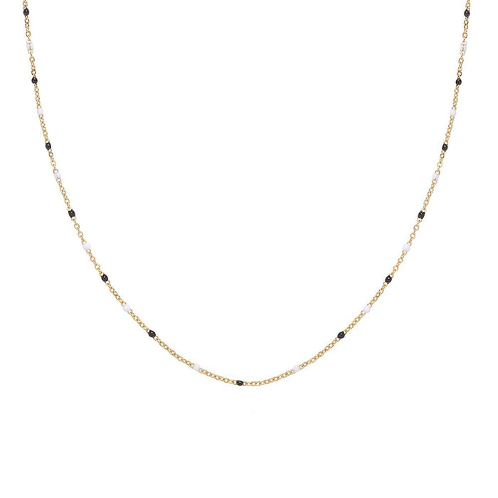 Dopamine-drip Glaze Colorful Bead Titanium Steel Necklace