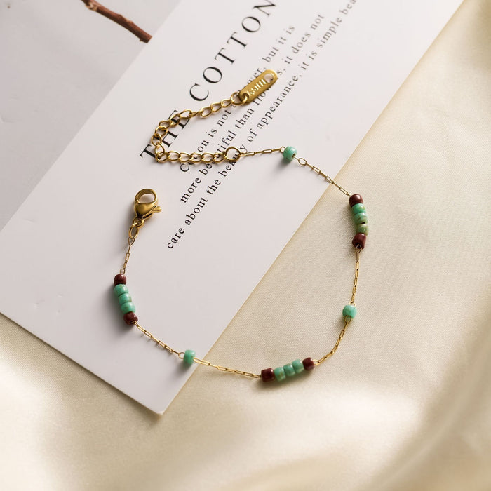 Dopamine Natural Stone Titanium Steel  Bracelet
