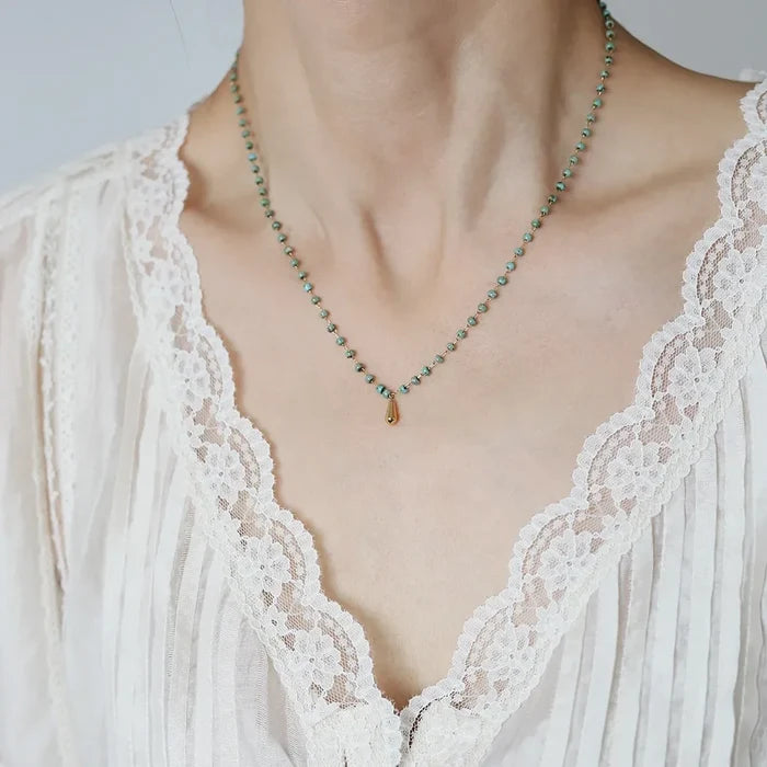 Dopamine Titanium Steel Natural Stone Necklace