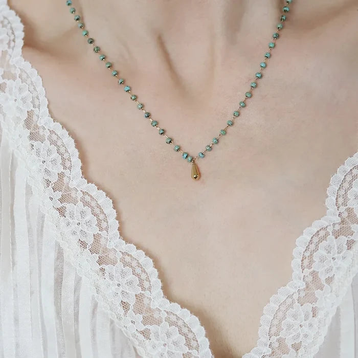 Dopamine Titanium Steel Natural Stone Necklace