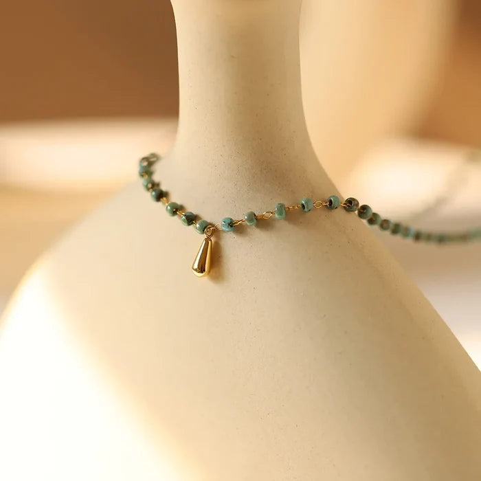 Dopamine Titanium Steel Natural Stone Necklace