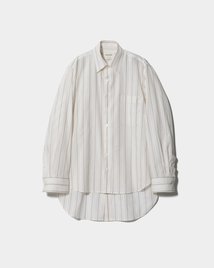 double-front cotton silk JQ stripe shirt