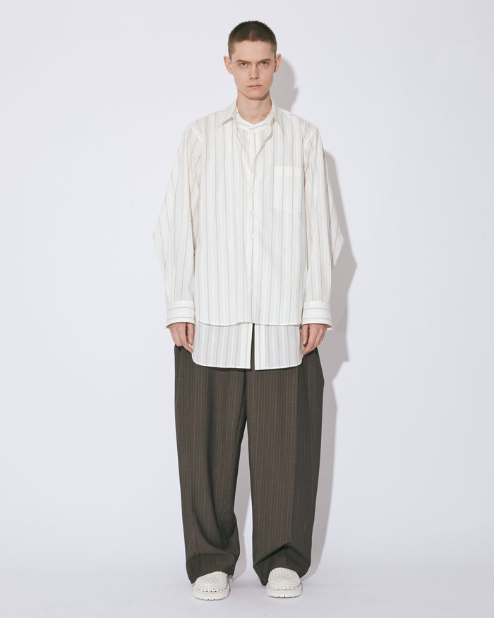 double-front cotton silk JQ stripe shirt