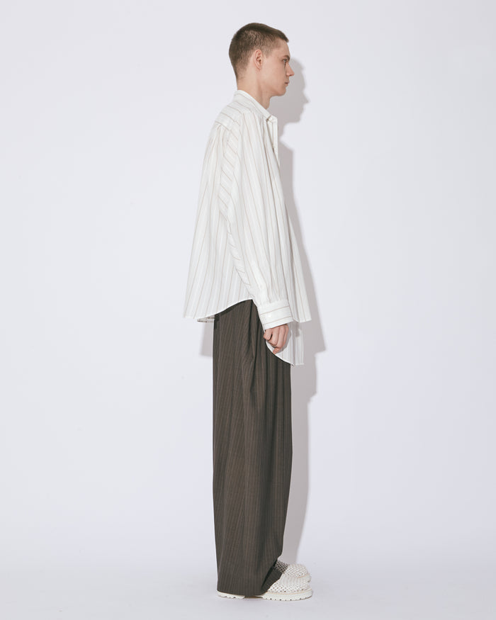 double-front cotton silk JQ stripe shirt