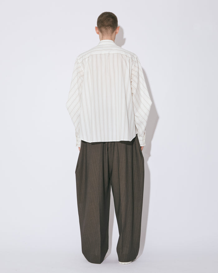 double-front cotton silk JQ stripe shirt