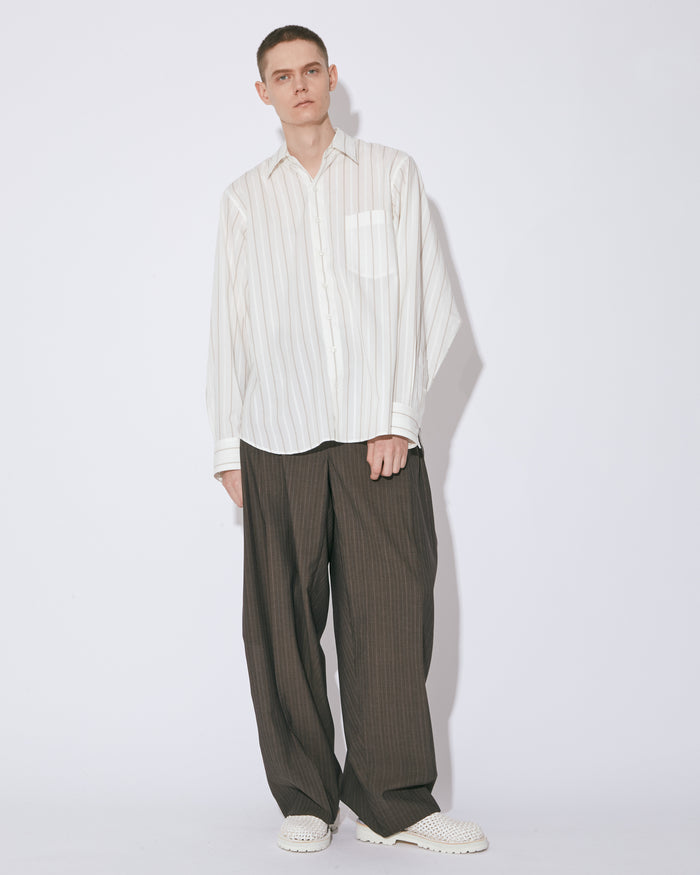 double-front cotton silk JQ stripe shirt