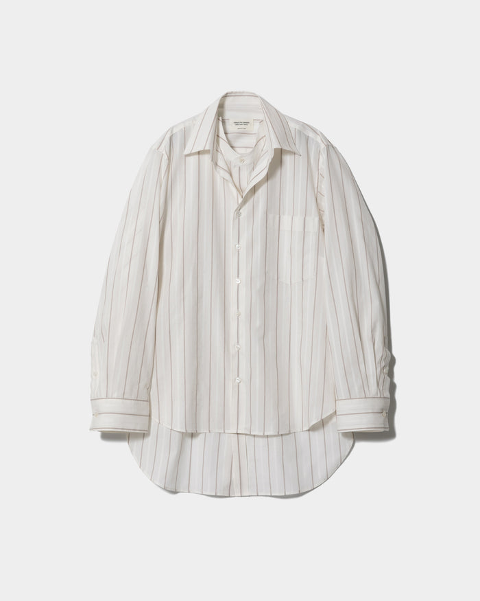 double-front cotton silk JQ stripe shirt