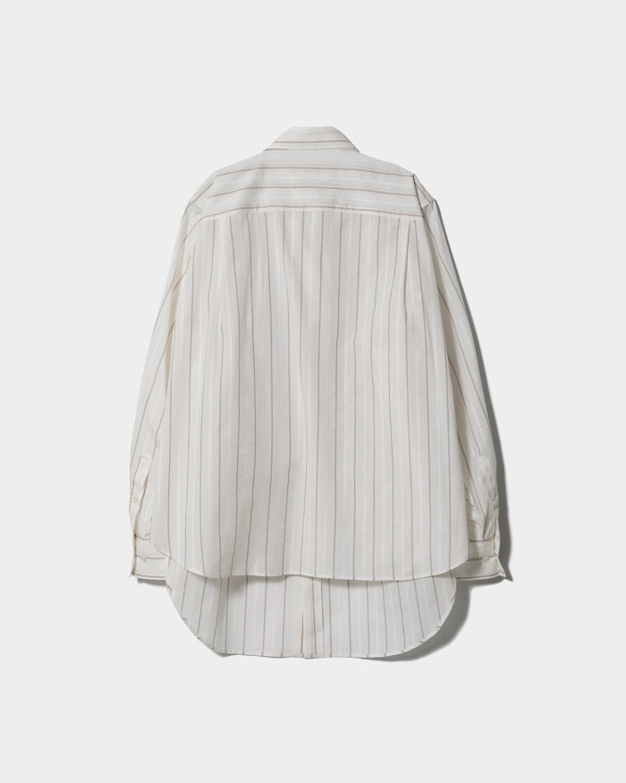double-front cotton silk JQ stripe shirt