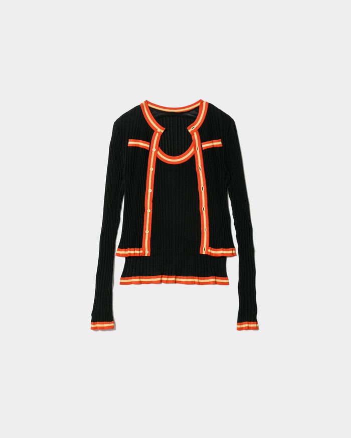 double-front rib knitted cardigan