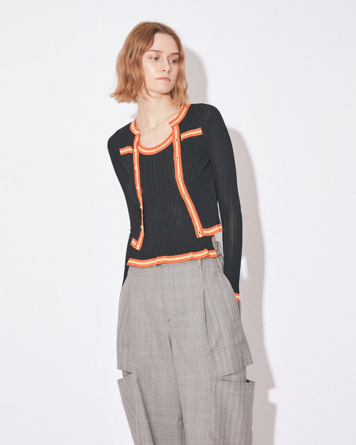 double-front rib knitted cardigan