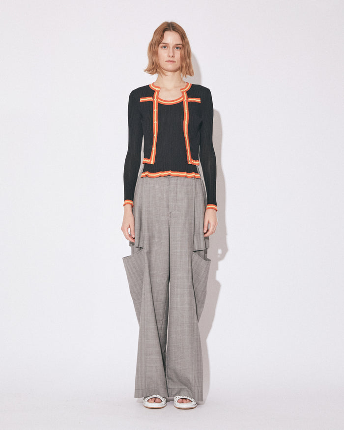 double-front rib knitted cardigan