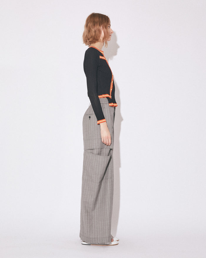 double-front rib knitted cardigan