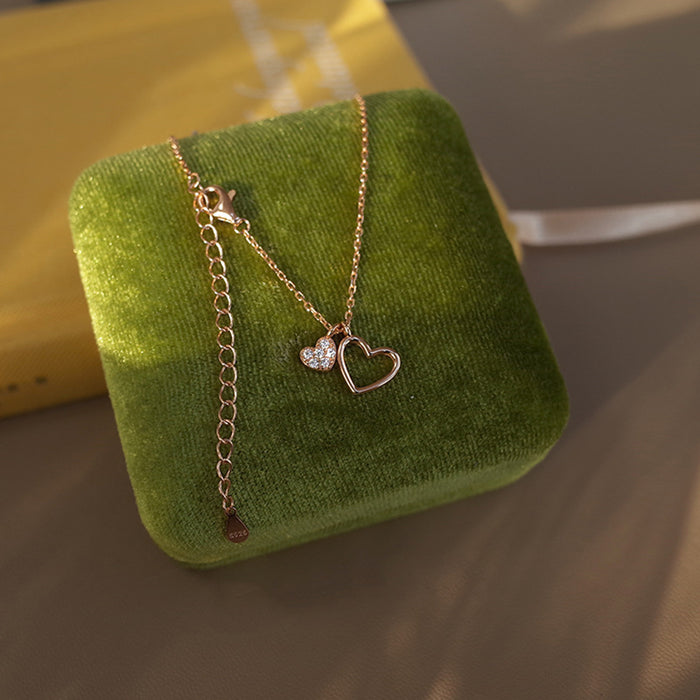 Double Heart Pendant Necklace | Gold & Silver Symbolic Gift