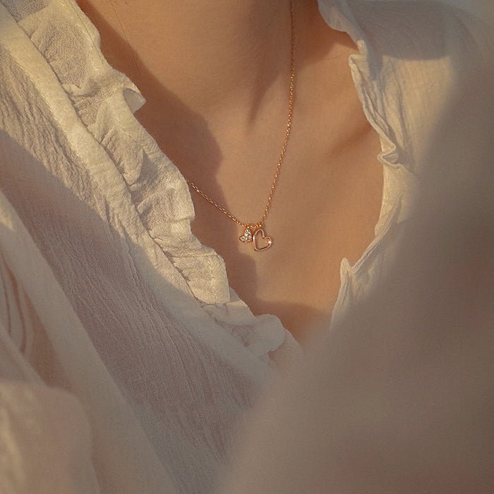 Double Heart Pendant Necklace | Gold & Silver Symbolic Gift