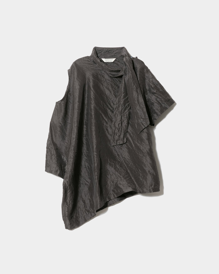 double-neck wrinkled  silk blouse