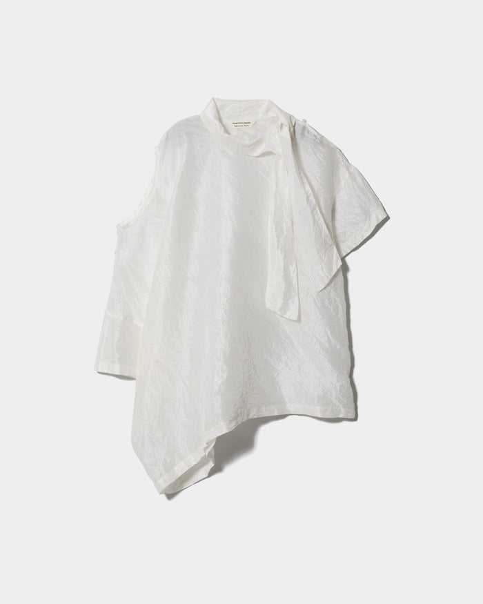 double-neck wrinkled  silk blouse