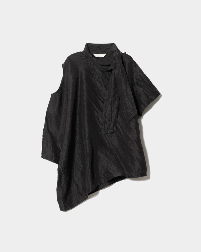 double-neck wrinkled  silk blouse
