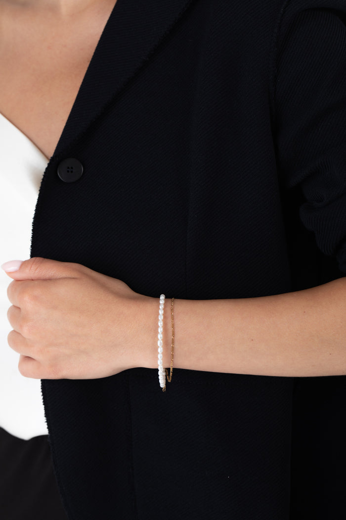 Double Strand Pearl Bracelet Sterling Silver