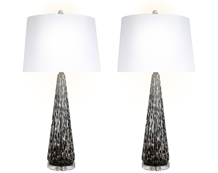 "Eclipse Radiance" Art Glass Table Lamp (Set of 2) - Black Art Glass