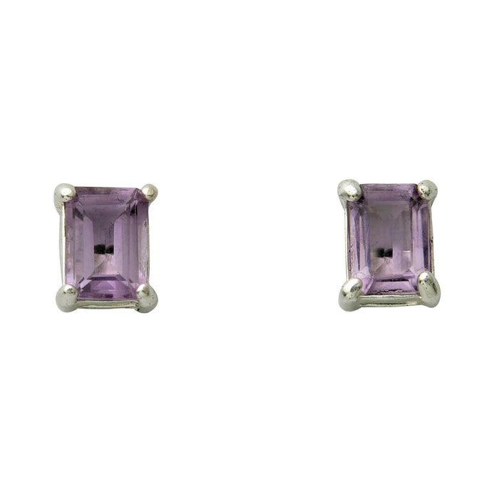 Emerald-Cut Gemstone Earrings